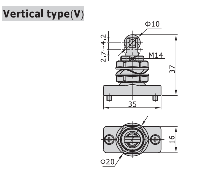 CM3V06T AIRTAC MANUAL VALVES, CM3 SERIES VERTICAL TYPE COMPACT 3 WAY 2 POSITION N.C, 1/8" NPT PORTS